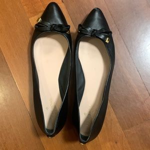 Kate Spade leather pointed toe black flats